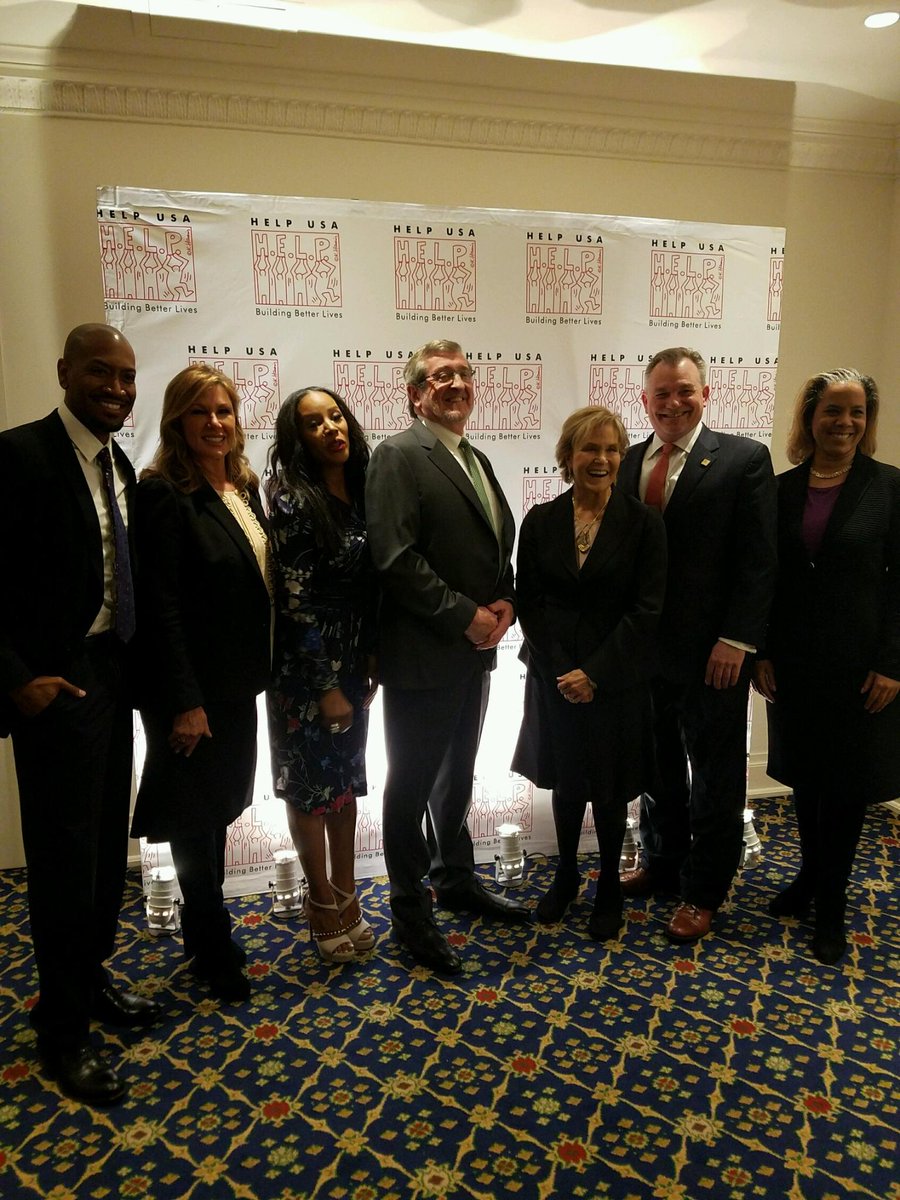 HELPUSA's tweet photo. Emcees @therealBTC #HelpUSA Chair @MariaCuomoCole Emcee @juneambrose with #HelpHero Honorees. #Help2017Awards #30th https://t.co/XM4z5rUo2g