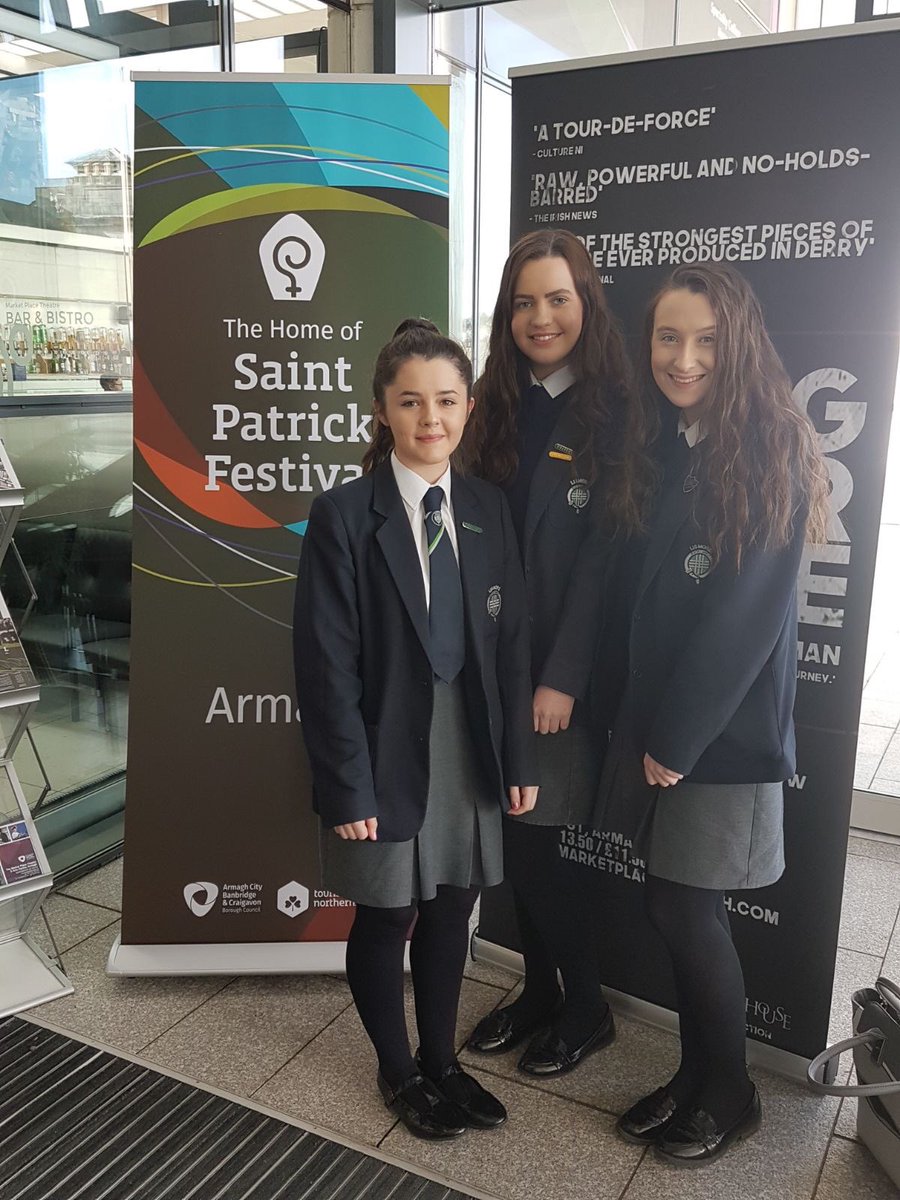 LismoreRe's tweet photo. Yr14pupils@Market Place Theatre-'St Patrick the Exile'talk by @ArchbishopEamon &amp;Archbishop R.Clarke #StPatrick #ceadmilefailte @lismorecomp https://t.co/aFHfEhLfxT