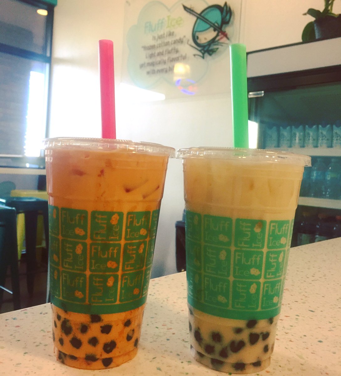 flufficelv's tweet image. Thirsty Thursdays! Try a refreshing #ThaiTea or #GreenMilkTea with #HoneyBoba. #FluffIceLV