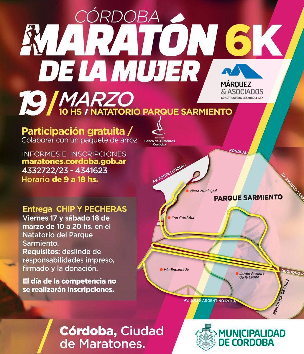 19 DE MARZO, te esperamos #Maraton2017  #MesDeLaMujer #maraton <a href="/MuniCba/">Municipalidad de Córdoba</a>