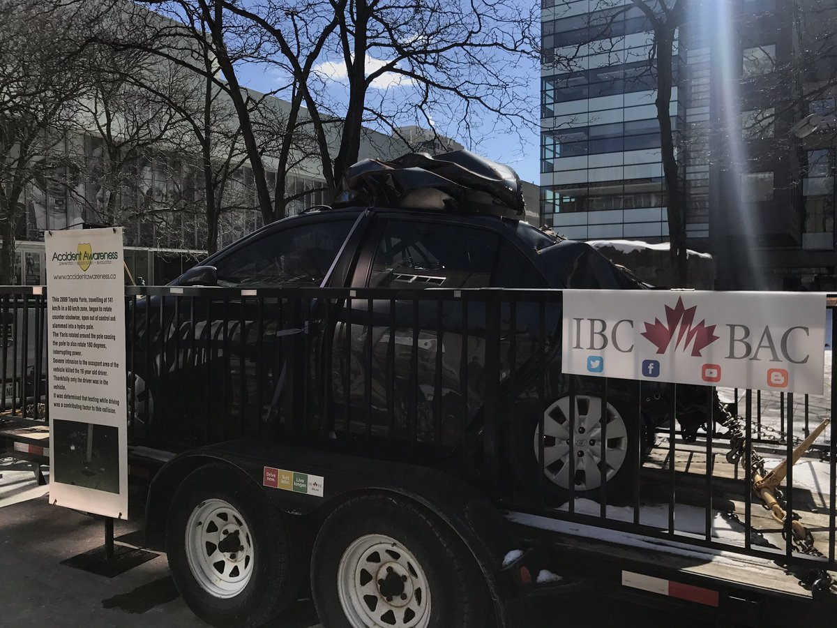 Our annual crash car event is happening now on Gould street to promote the dangers of impaired/distracting driving