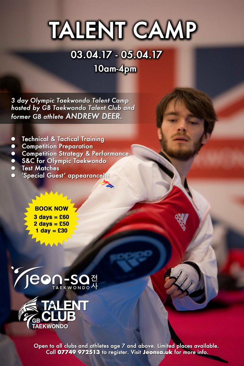 teamjeonsa's tweet photo. @teamjeonsa @GBTaekwondo @BritTaekwondo @AndrewWJDeer Don't miss out, book your place NOW. Open to all 
#TalentCamp #Taekwondo #development https://t.co/TNctRN6uhR