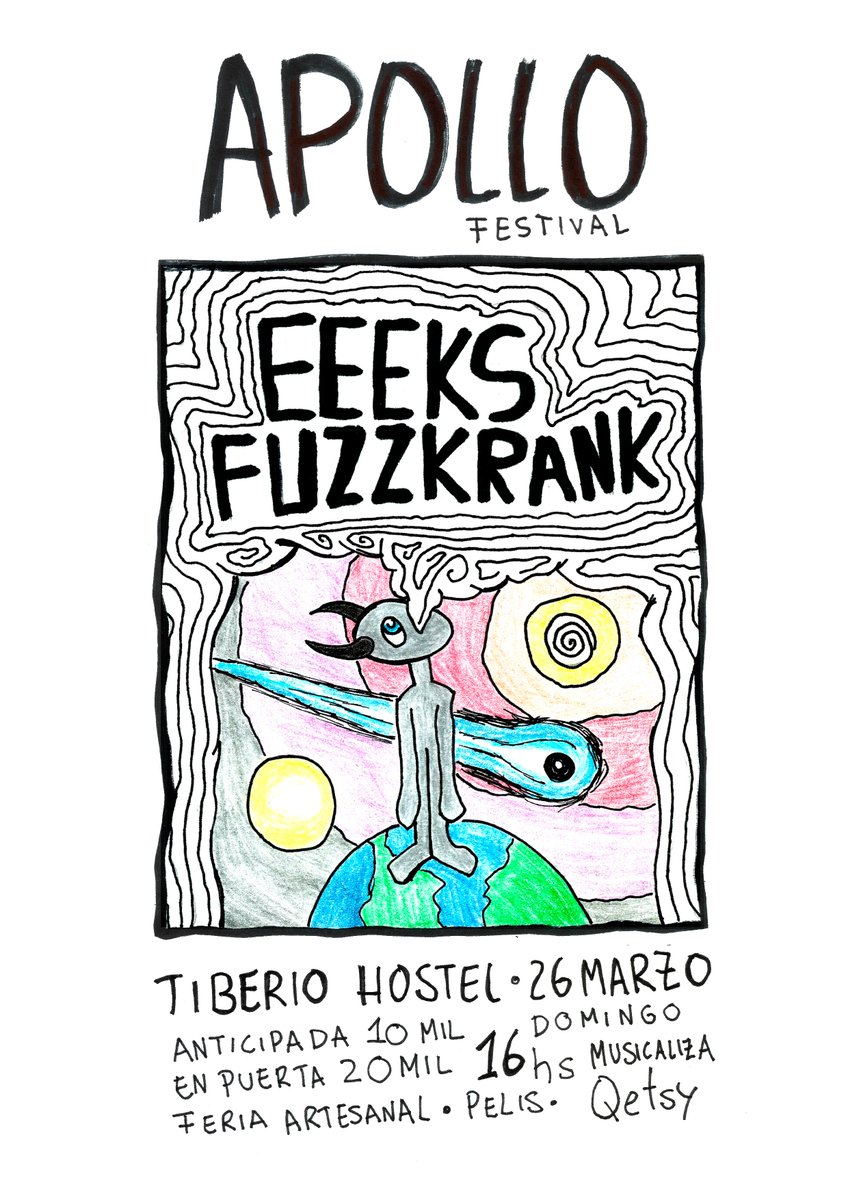Lucianodedo's tweet photo. En 10 dias es el Apollo Festival Asu.
Feria Tattoo Flash y vinilos
En vivo: Eeeks, Fuzzkrank, Qetsy
Peli "2001: Una odisea en el espacio" https://t.co/Adq9va8ndX