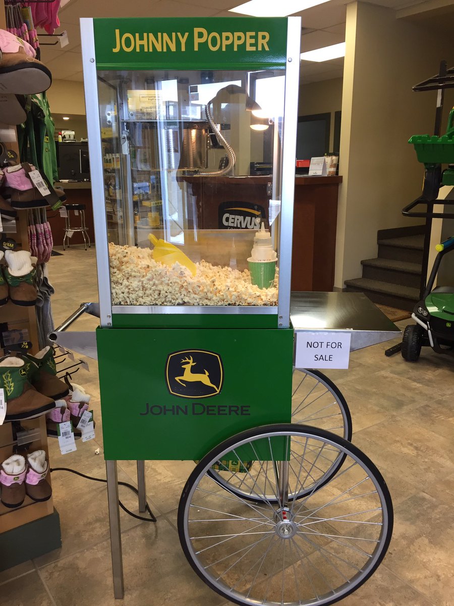 deeredustin02's tweet photo. The Johnny Popper machine just showed up. Come on down to Cervus Equipment for  some popcorn and a visit. #cervus #johnnypopper https://t.co/xselVqFNxa