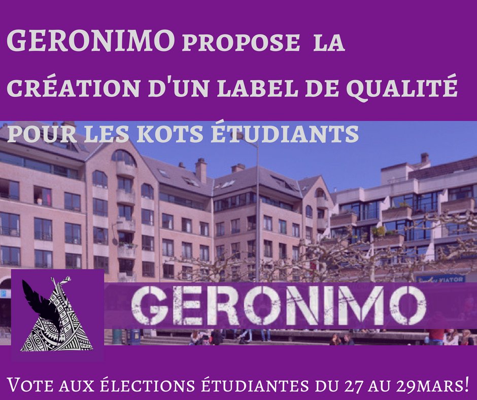 La création d'un label de qualité pr les kots #étudiants, une prop de #Geronimo! #logement #UCL