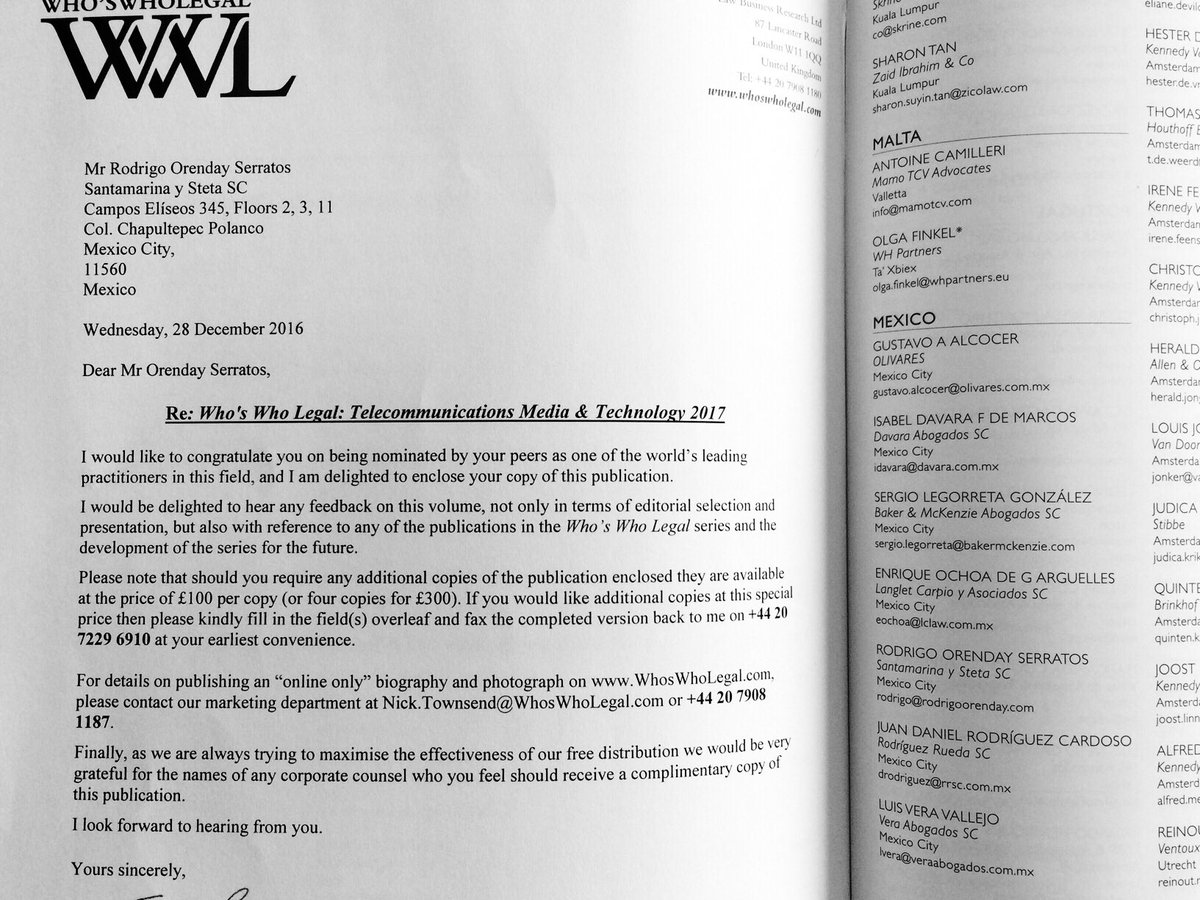 RodrigoOrenday's tweet photo. Deeply honored to have been included by @whoswholegal as a #leadingpractitioner with @SantamarinaySt in #ITLaw https://t.co/gBAhZekbGc
