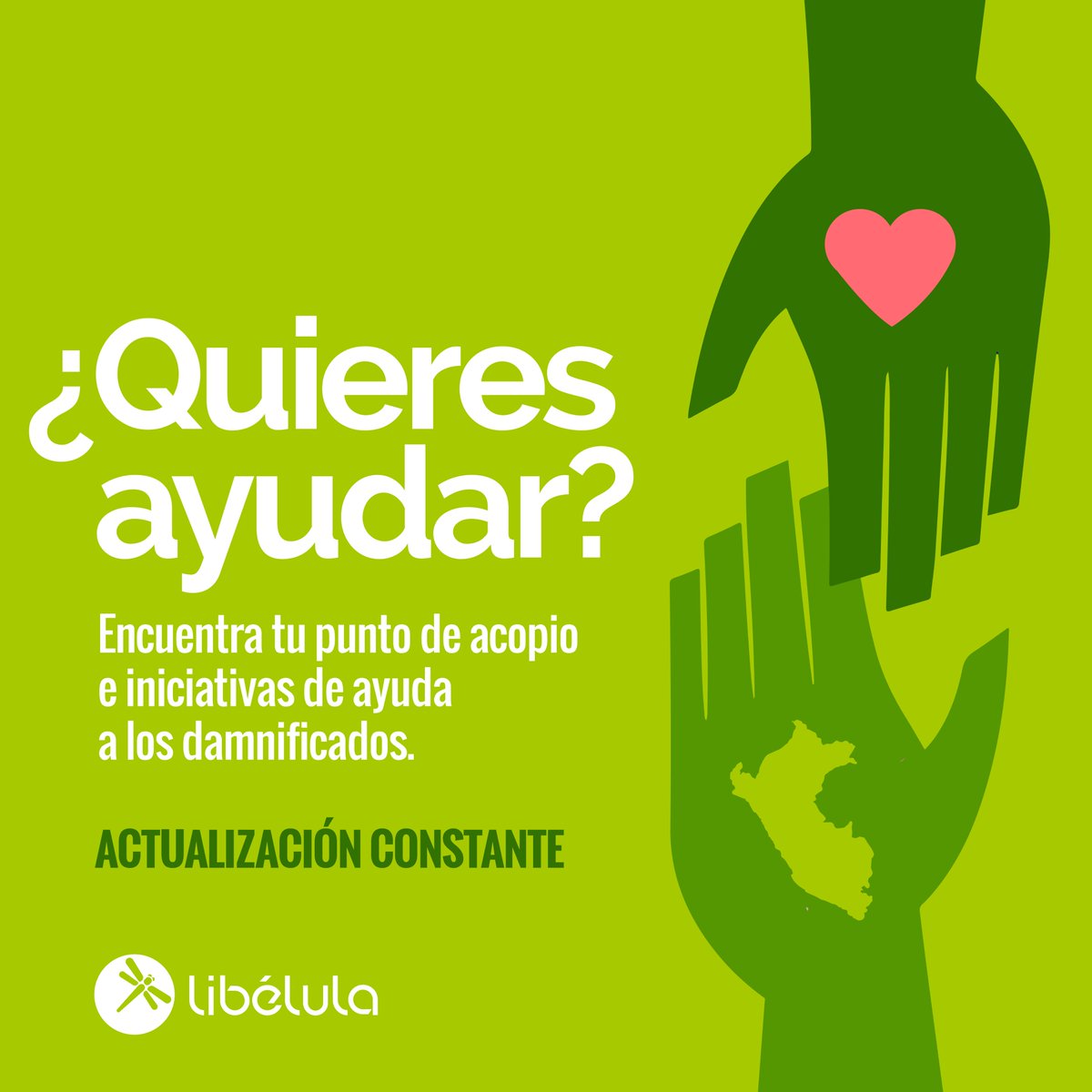 LibelulaPeru's tweet photo. ¿Quieres ayudar a los damnificados? Encuentra tu punto de acopio más cercano para llevar tus donaciones: https://t.co/GqVnJaGF7w #FuerzaPerú https://t.co/8FPVCFnwtg