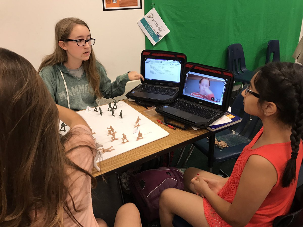 Stumbled upon Ss collaborating on a project. The student on screen is home sick and joining the team using GOOGLE Hangouts. <a href="/GoogleForEdu/">Google for Education</a>