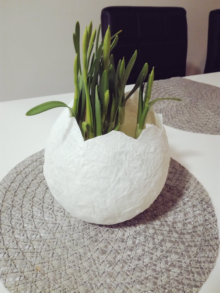 Piikuliini's tweet photo. Helppoa pääsiäisaskartelua, wc-paperia ilmapallon ympärille sokerivedellä. #serlaasenollapitää #jättimuna #ruukkunarsissi #balloon https://t.co/hZjwRWRtgo