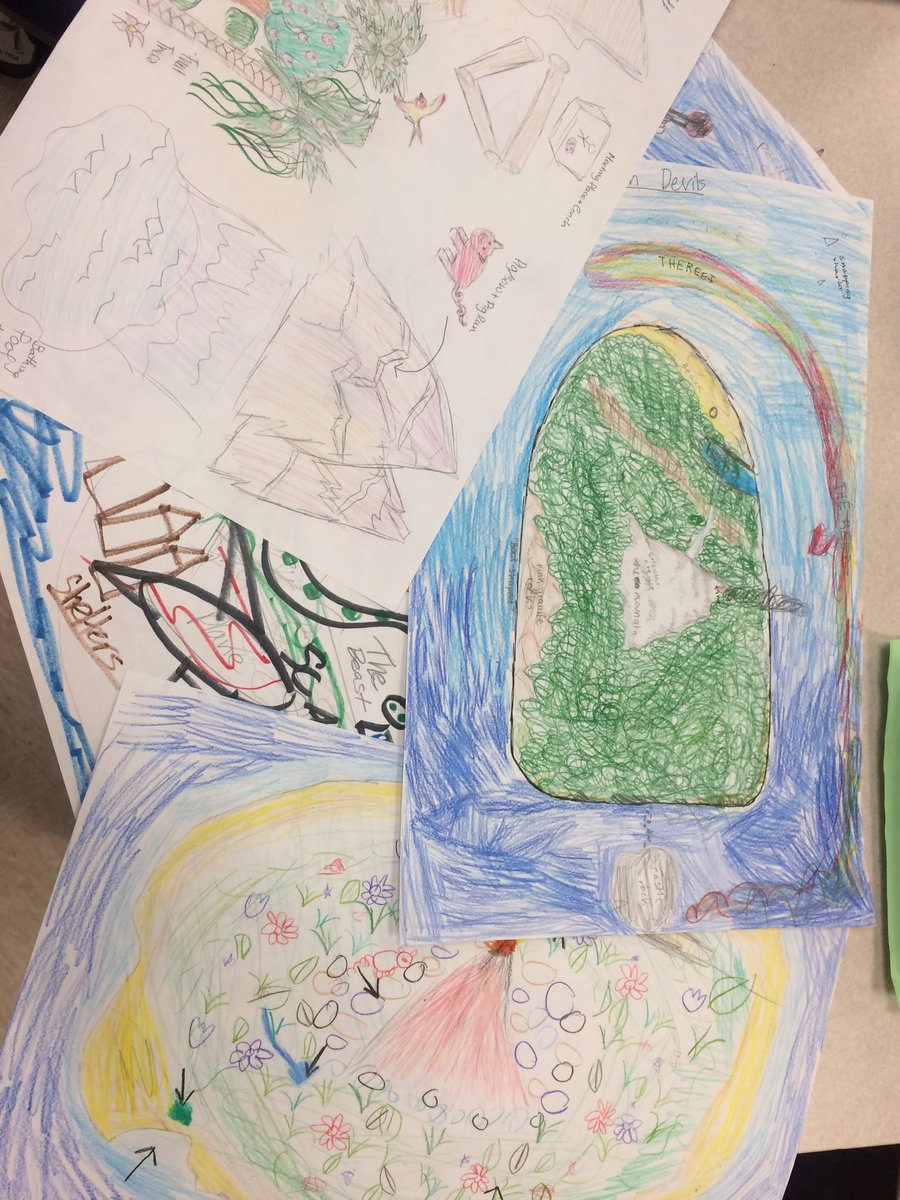 CHMSELA204's tweet image. Island visualizations using #lordoftheflies #textsupport 🌴🐷🐉🔥☀️🌊🏝