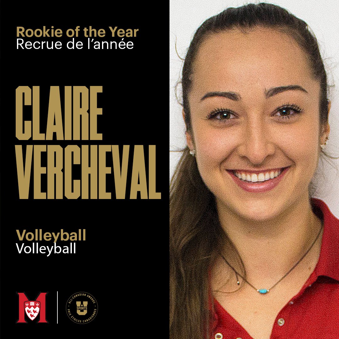 USPORTS_VBall's tweet photo. WVB | Mark Tennant Award | Rookie of the Year | Claire Vercheval | @McGillAthletics #USPORTSWVB17 https://t.co/s70ViEHnqv