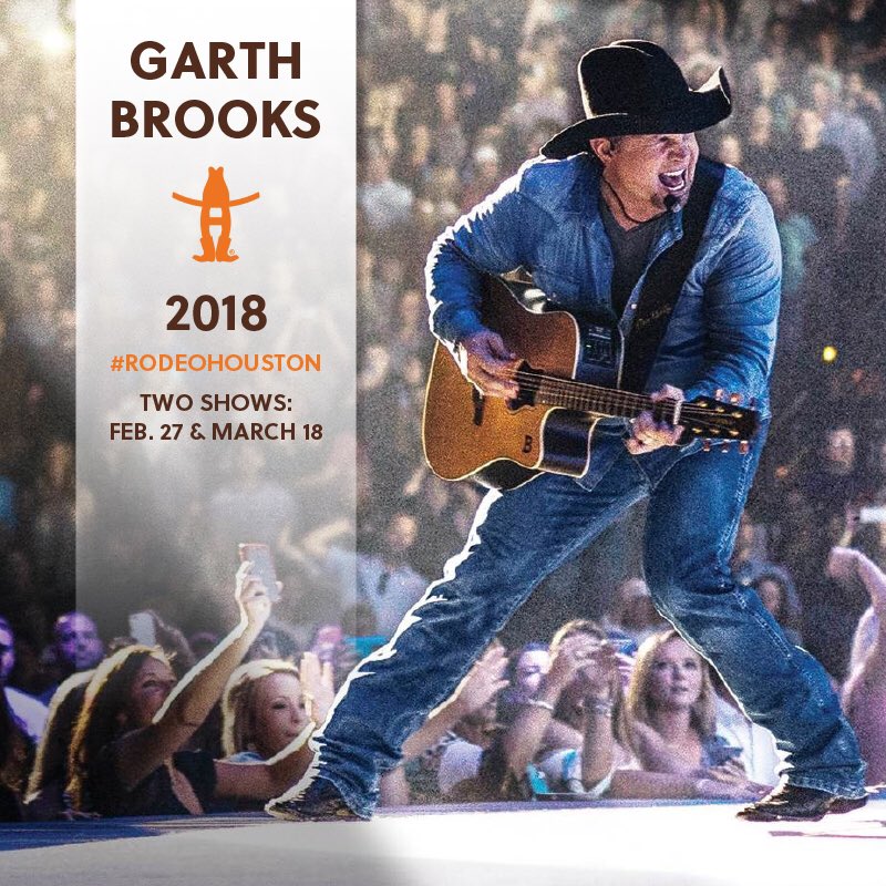 RODEOHOUSTON's tweet photo. The thunder is rolling in 2018! @garthbrooks is coming to #RODEOHOUSTON. Share the news now! https://t.co/4n0fFGPTsN