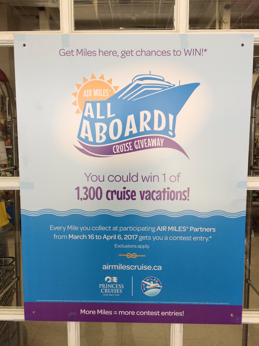 Enter for a chance to win a <a href="/PrincessCruises/">Princess Cruises</a> from <a href="/AIRMILES/">AIR MILES Reward Program</a> just by shopping at participating sponsors, like #LumberMart! 1 a/m = 1 entry!