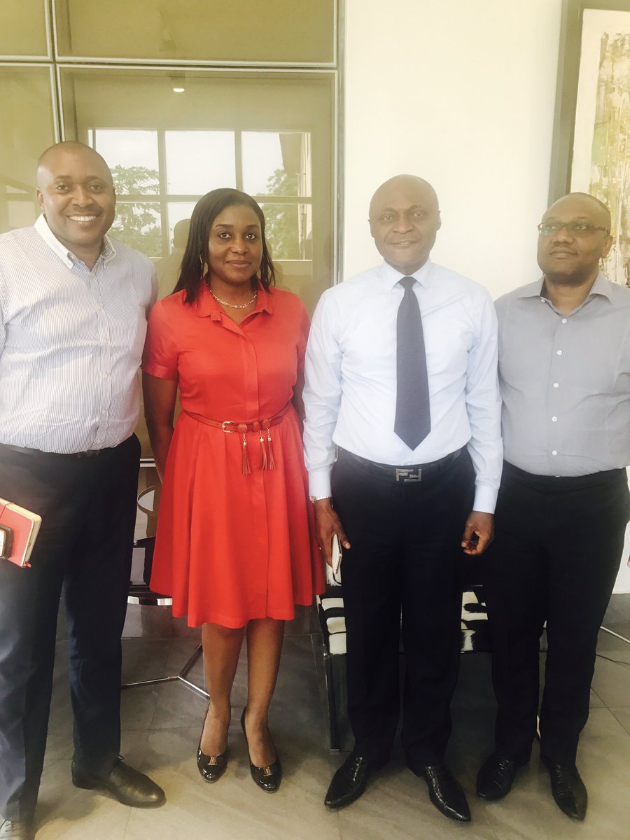 Etisalat business leaders on courtesy visit to All Seasons Media. Elvis x Modupe x Adebisi. Good People.