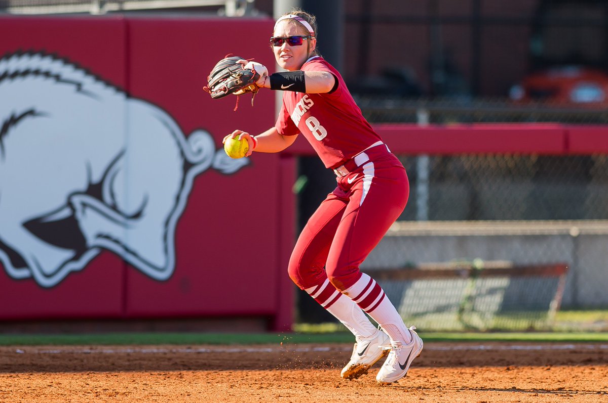 RazorbackSB's tweet photo. HOT CORNER | @Swifty_AR1 is second in the SEC with 63 assists.

Oh yeah, her .443 batting average ranks 10th in the league.

#WPS https://t.co/8lz7oMQeMS