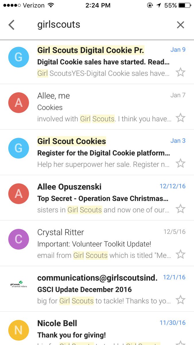 hadowney's tweet photo. I've been getting emails from Girl Scouts of Central Indiana for months &amp; I've unsubscribed 12 times. THEY HAVENT EVEN GIVEN ME COOKIES. https://t.co/p9D3UcdcSy