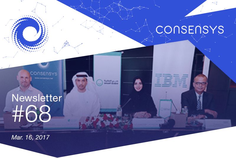 Consensys's tweet photo. ConsenSys named Dubai's blockchain advisor, Blockchain & Voting, #EntEthAlliance in Singapore #ConsenSysWeekly https://t.co/10zMhsZLEG https://t.co/pftJSjZJur