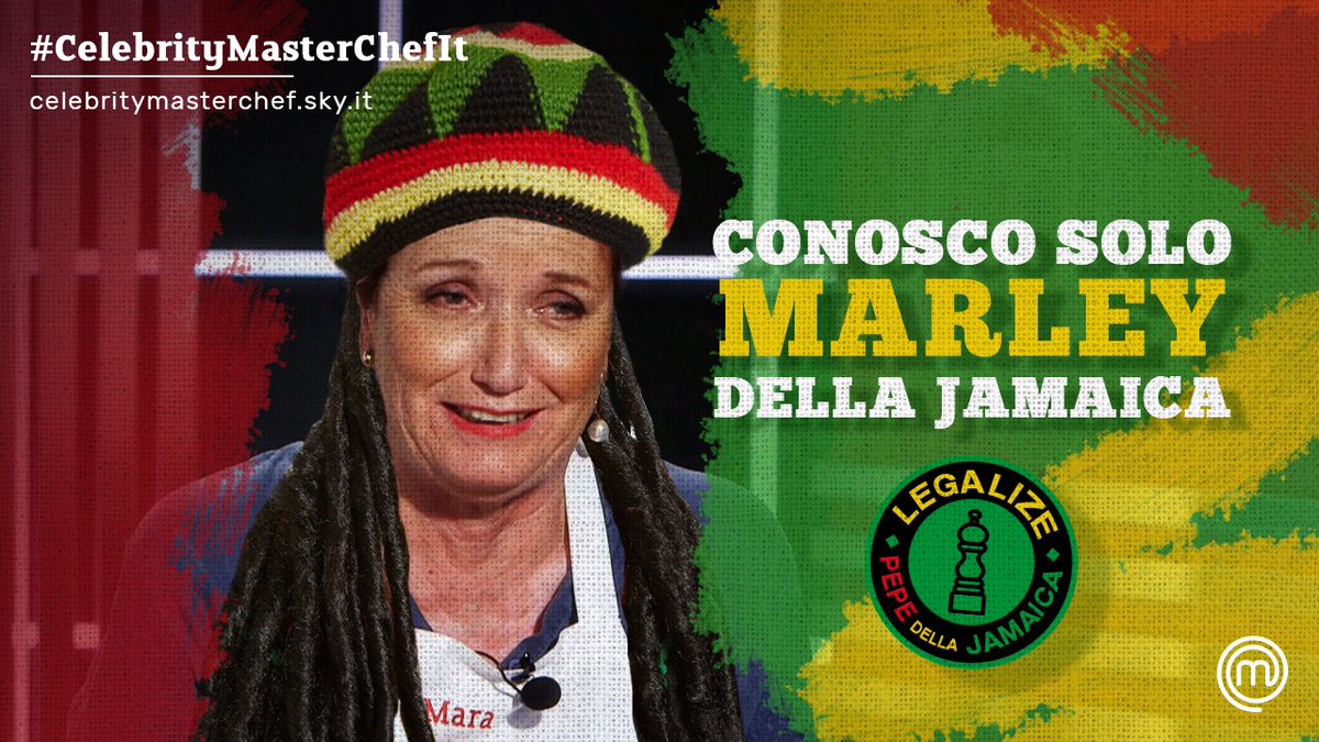MasterChef_it's tweet photo. Legalize Pepe della jamaica! 🇯🇲 @MaraMaionchi #CelebrityMasterChefIt https://t.co/lYiclOAJsS