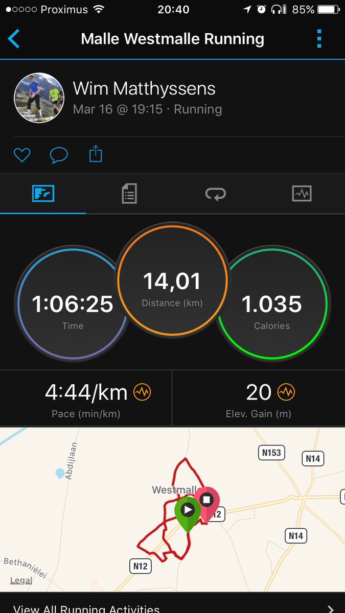 TrailRunningWim's tweet photo. Run aan gemiddelde HR โค van 148bpm. Het gaat nog helemaal goed komen. #antwerp10miles & #jungfrau #joggingoals #jogginggoals @loopmaatjes https://t.co/Ug1k9usLAg