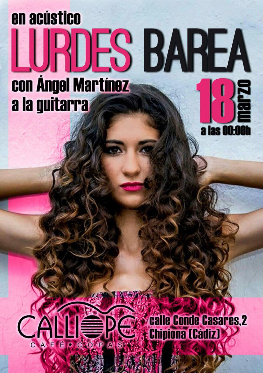 CalliopeCopas's tweet photo. Este sábado a las 12 de la noche,concierto acústico de Lurdes Barea y Angel Martínez en CALLIOPE!!! https://t.co/7bM8LtCRM3