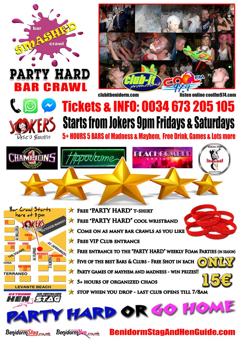 clubitbenidorm's tweet photo. Another massive #Benidorm Bar Crawl planned for Friday night #StaParty #HenParty and all #PartyHard people @coolfm974 https://t.co/6TC1JxNl4J