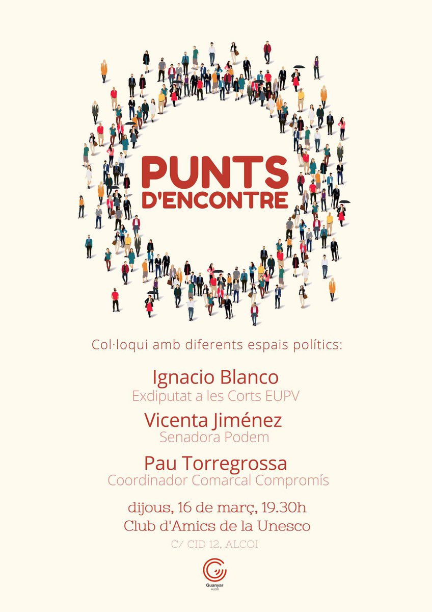 EstefaniaBlanes's tweet photo. Debat, reflexions i pensament compartits #PuntsDencontre organitzat per @GuanyarAlcoi amb @iblanco_eu @VicentaJimenezG @pau_torregrossa https://t.co/kjvQJStvLC