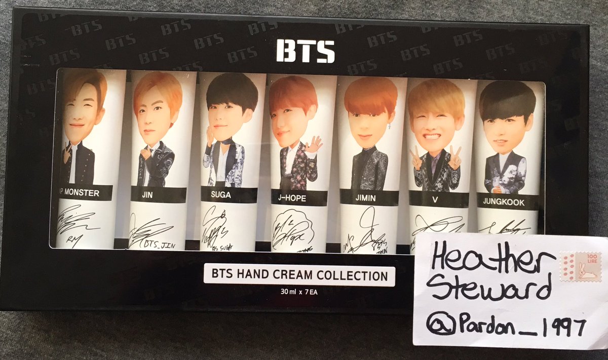 Pardon_1997's tweet photo. @Pardon_1997 1st Giveaway!!!
BTS Hand Cream Collection GA~ plz read rules💞 Winner chosen every 500 followers💜Ends when I hit 5.5k💖 https://t.co/gdOEI4KEHk