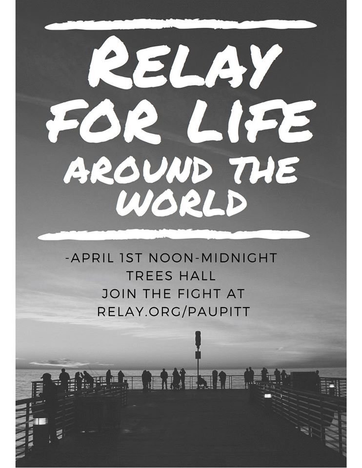 CACPitt's tweet image. Relay for Life has been moved to April 1st in Trees Hall due to the PSD not being completed in time! Please join us!