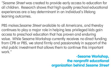 SesameWorkshop's tweet image. Please see our following statement regarding federal funding for public broadcasting.