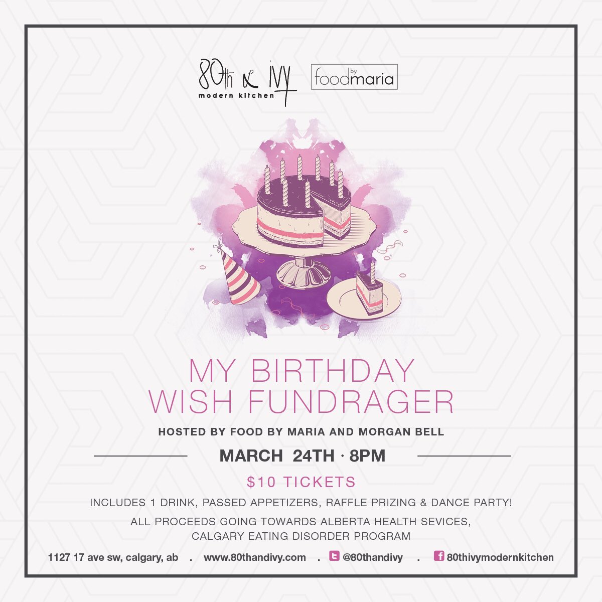 Get your tickets asap! Over $10,000 worth of silent auction items, complimentary drink upon entrance &amp; passed apps! #yyc #yycfundraiser 🎂