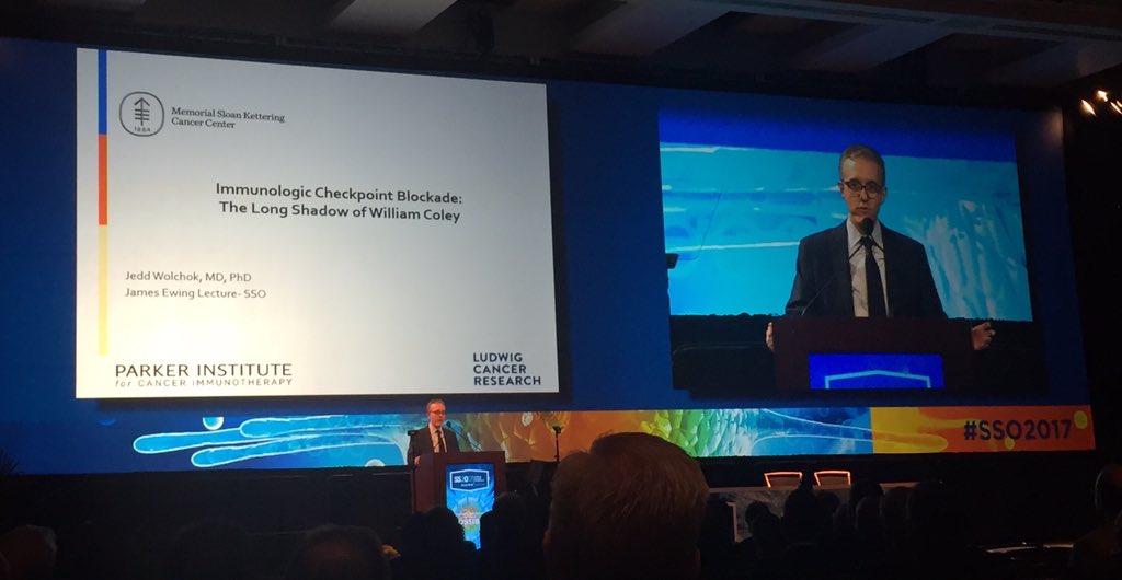 JoshSmithMDPhD's tweet photo. Dr Wolchok-James Ewing lecture #sso2017 @SocSurgOnc long hx of immunoRx @sloan_kettering-Coley's toxins to date #BasicScienceFoundations https://t.co/BnzA2mwRDP