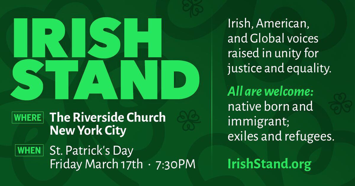 MartinOMalley's tweet image. If you're in NYC tomorrow evening, join Irish and American artists in taking an #IrishStand against immigrant bashing and bigotry.