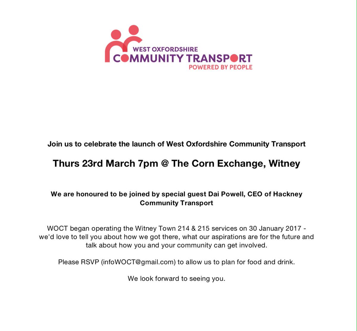 ladylauraprice's tweet photo. If you like buses and/or ❤️#Witney then come along next week to the launch of our community bus company - there'll be free beer! https://t.co/5pSpIfIIv6