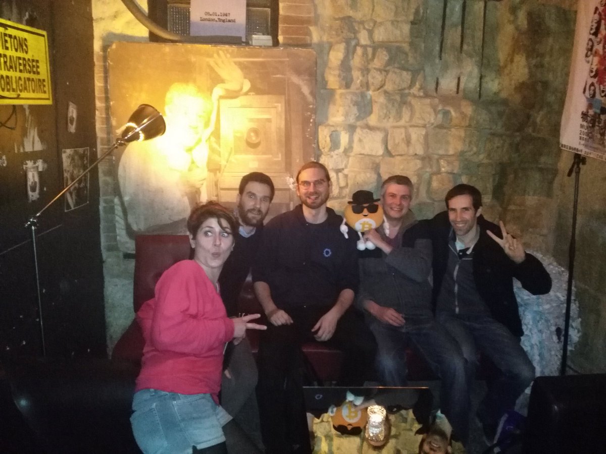 Adrian_Sauzade's tweet photo. With @Snyke @MisterBitcoin_ @MarcoBitcoin &amp; @a_ferron in sof's bar Paris #bitcoin https://t.co/vPwI7NQhW7