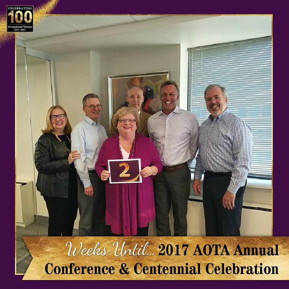 AOTAInc's tweet photo. We’re 2 weeks from #AOTA17, and our executive director and facilitating team can’t wait to see all 13,000 of you there! https://t.co/GkgGmWptjG