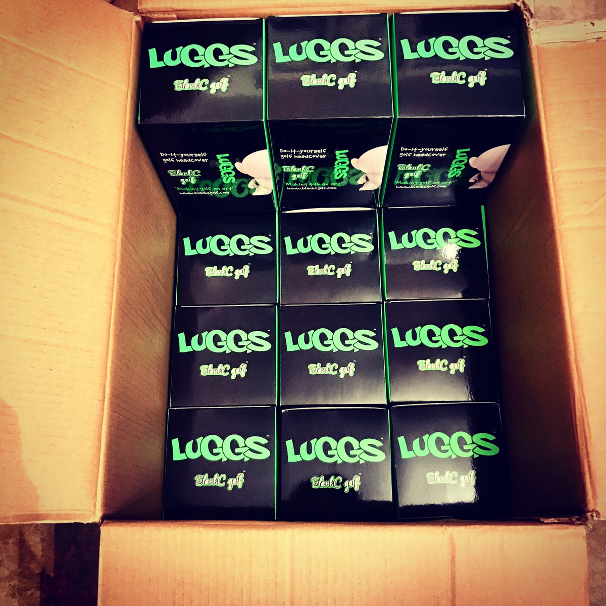 BlankCgolf's tweet photo. The late shift 😂 packing up some more Luggs DIY headcovers to our awesome stockists 👌⛳️🎨 link in bio to grab yours 👍#golf #luggs #golflife https://t.co/JTCeGMPghB