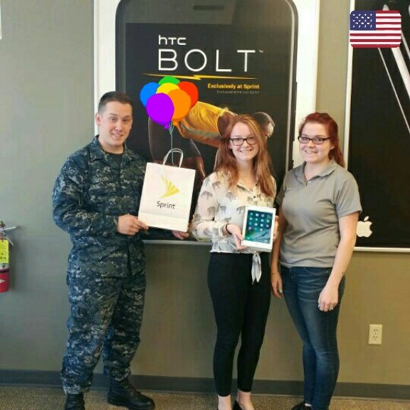 SprintNorwich's tweet photo. Unlimited data on tablets? YEP! Thanks for your purchase Stiffler family and your service @USNavy #happyconnecting  #Sprint https://t.co/7OUkayeKkx