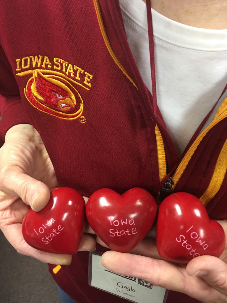 Gayle has her Iowa State good luck hearts all ready to go for tonight!! #GoState #CyclONEnation