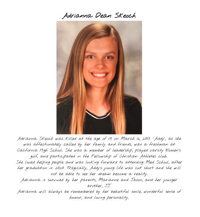 every15CHS17's tweet photo. Freshman Addy Skeoch was killed today when hit by a distracted driver on the way home. She passed due to head trama. #itsneverworthit https://t.co/ZxIavyRZan