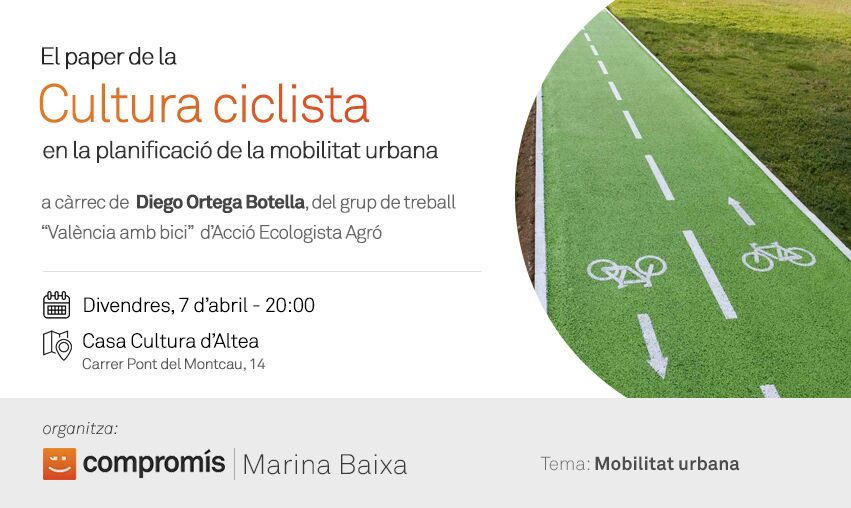CompMarinaBaixa's tweet photo. Esdeveniment sobre la importància de la cultura ciclista en la planificació de la mobilitat urbana.#ciclisme #mobilitat #MarinaBaixa #Altea https://t.co/14j4cQq9mD