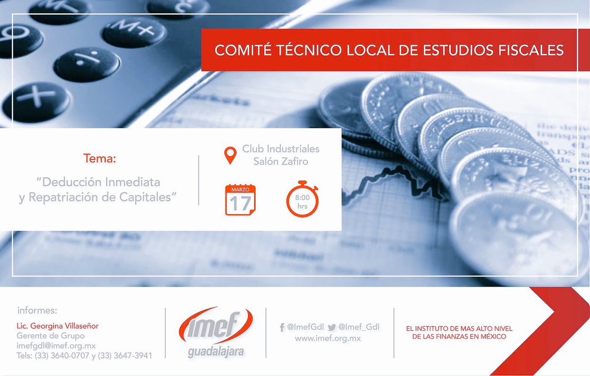imef_gdl's tweet photo. Para cerrar esta semana con broche de oro, te invitamos a nuestro Comité Técnico Local De Estudios Fiscales #ImefGdl https://t.co/iwHf29O2Oi
