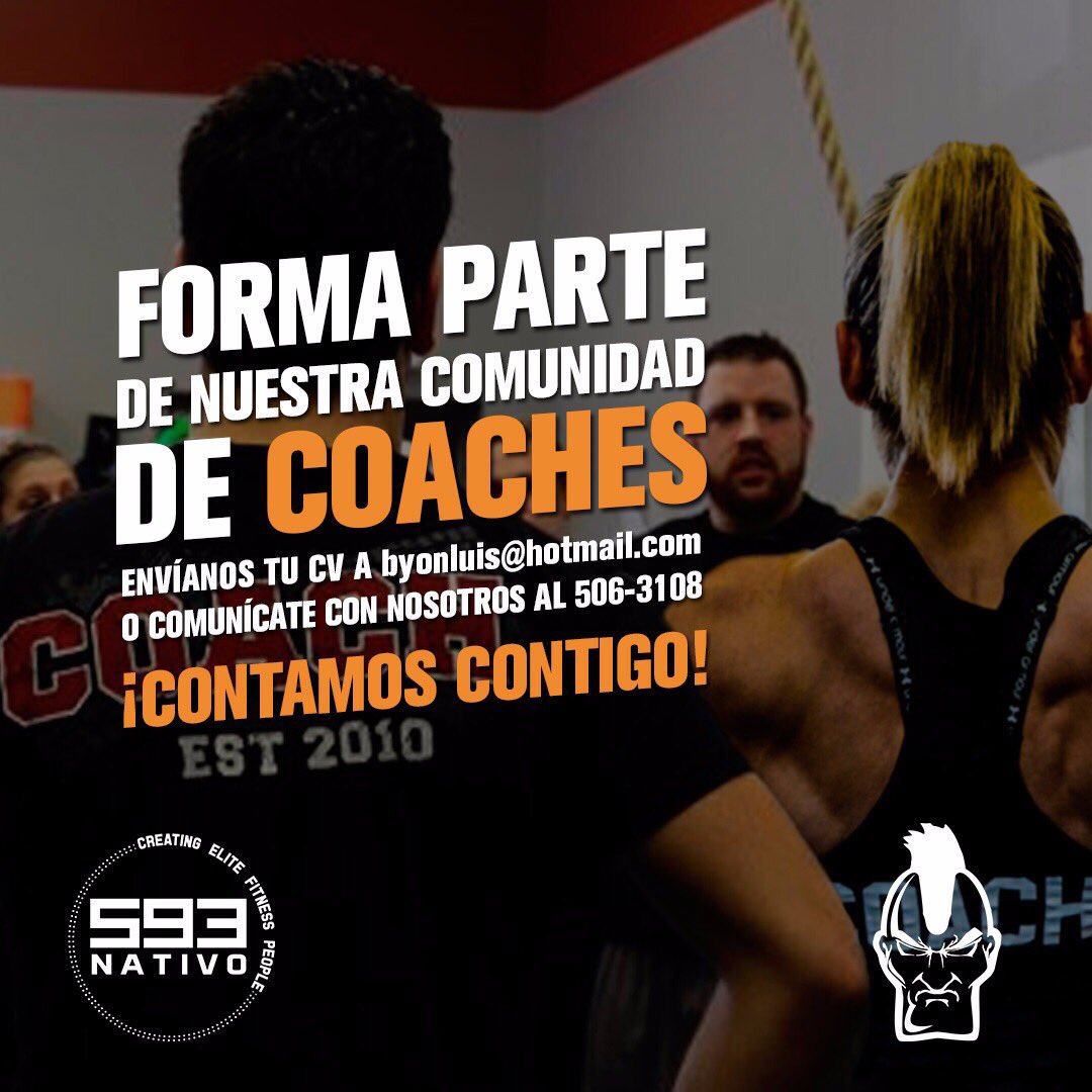 593Nativo's tweet photo. #593Nativo está en busca de un nuevo integrante en nuestro equipo de coaches‼️ #Guayaquil #Trabajo #593Comunidad #Crossfit #Coaches 🏋🏽🏋🏽 https://t.co/KMsIKseSPn