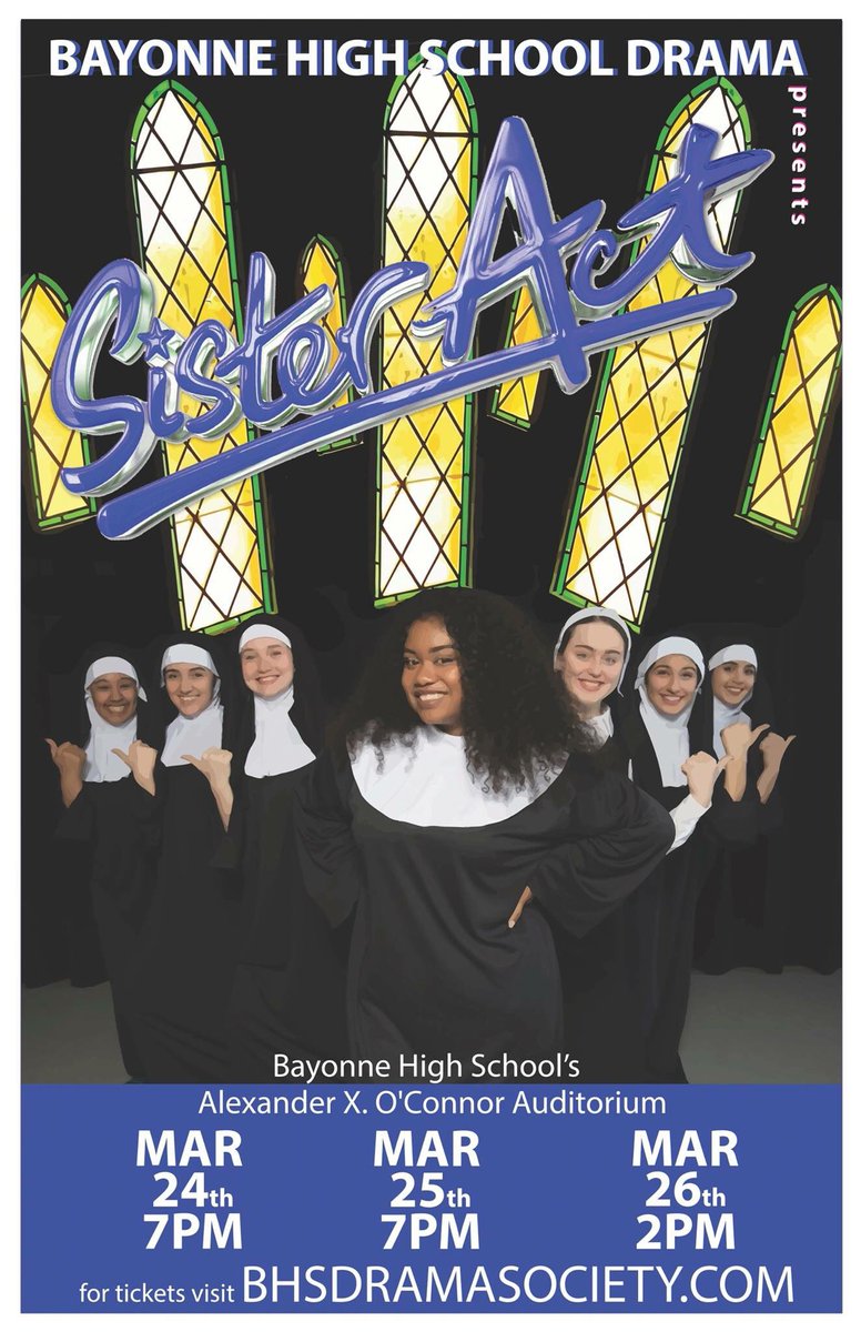 bhsdramasociety's tweet photo. 8 days until opening night of Sister Act!! Ahhh!! #dothework #BEEFAB #itsasisterthing #getinthehabit https://t.co/I36JNxZKd3