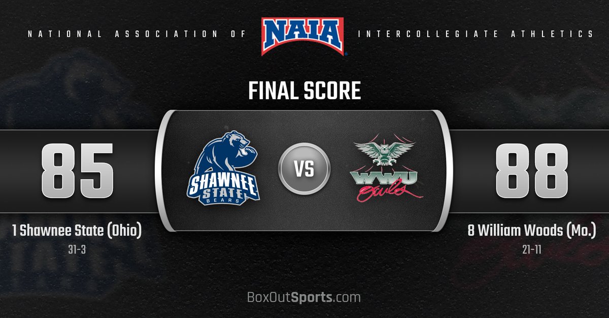 NAIA's tweet photo. WBB FINAL! The biggest upset and the best game of the tournament so far! @WWU_Owls upsets 1-seed @SSUBears 88-85. #NAIADIWBB #upsetalert https://t.co/qOBgxoMnzR