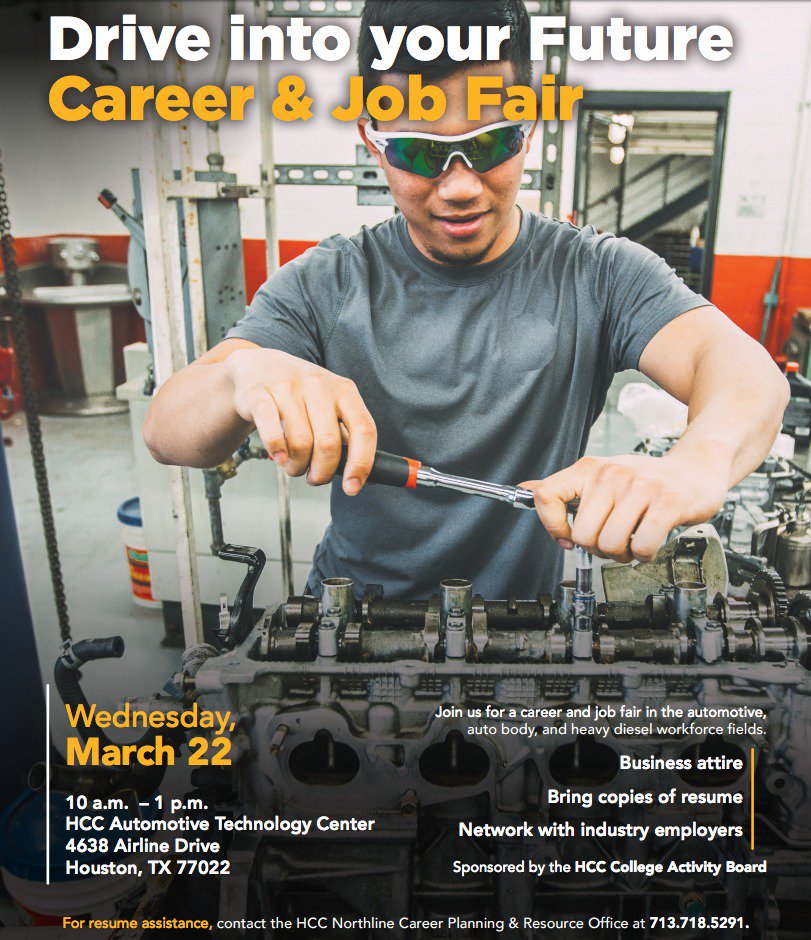 HCC District on Twitter "HCC to host Automotive Career & Job Fair on March 22. Drive into your