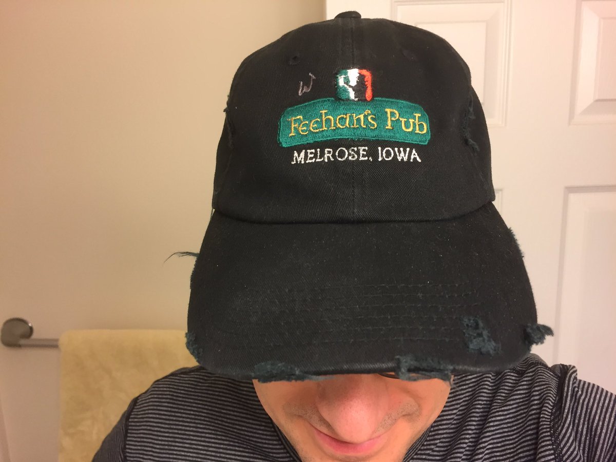 KyleMunson's tweet photo. Gotta give a shout out to Melrose, #Iowa, for #StPatricksDay. #CapSelfie. Nothing more Iowan than a ball cap: https://t.co/SpcXV7gsYc https://t.co/RNhs3mtNp0