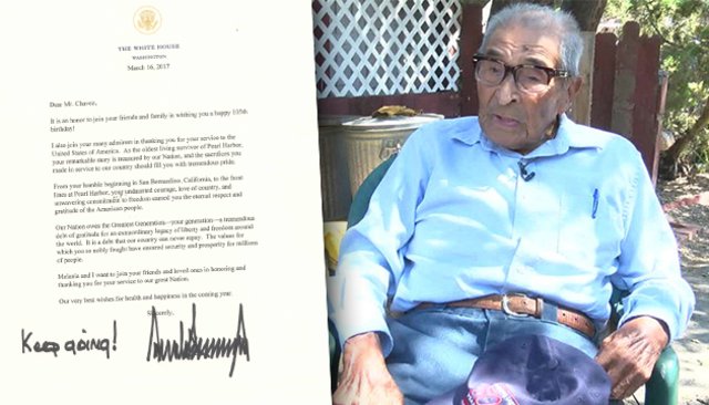 10News's tweet photo. .@POTUS to 105-year-old San Diego veteran: "Keep going!" https://t.co/no2rHYjC5X https://t.co/O8MFwCXRY3