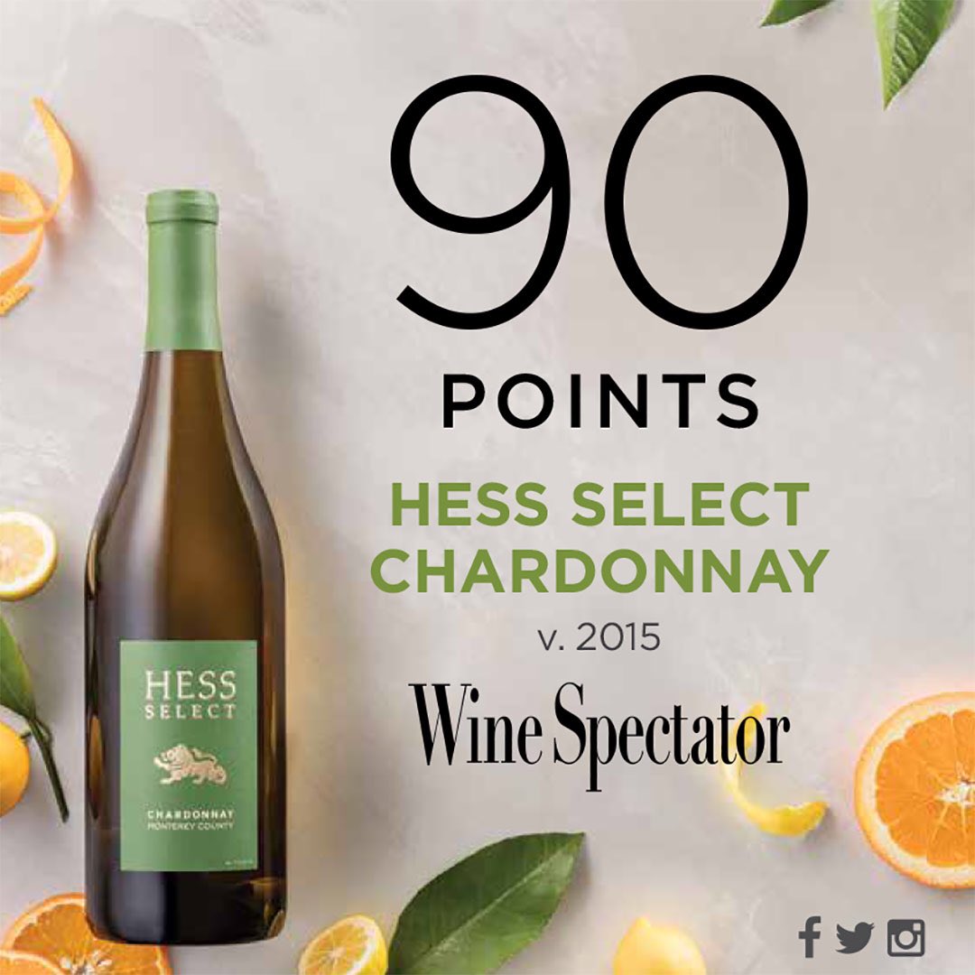 HessCollection's tweet photo. Our 2015 Hess Select Chardonnay was awarded 90 pts. by @WineSpectator. A highly rated wine great for everyday drinking! #ElevateTheEveryday https://t.co/a3WUIOfKrS