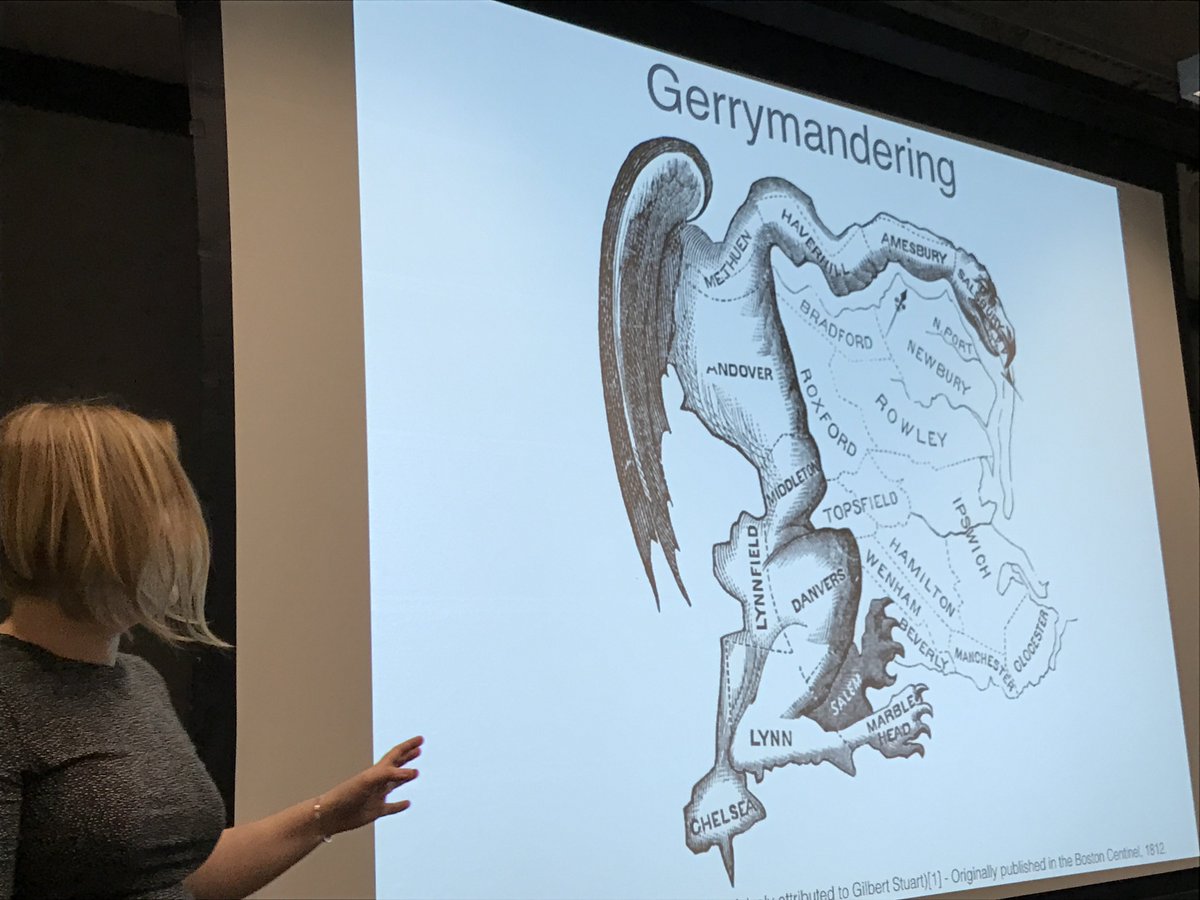 noahi's tweet photo. The modifiable area unit problem can be used for evil, as in gerrymandering. - @AmeliaMN at #SeaVis https://t.co/7uE0YgmaKc