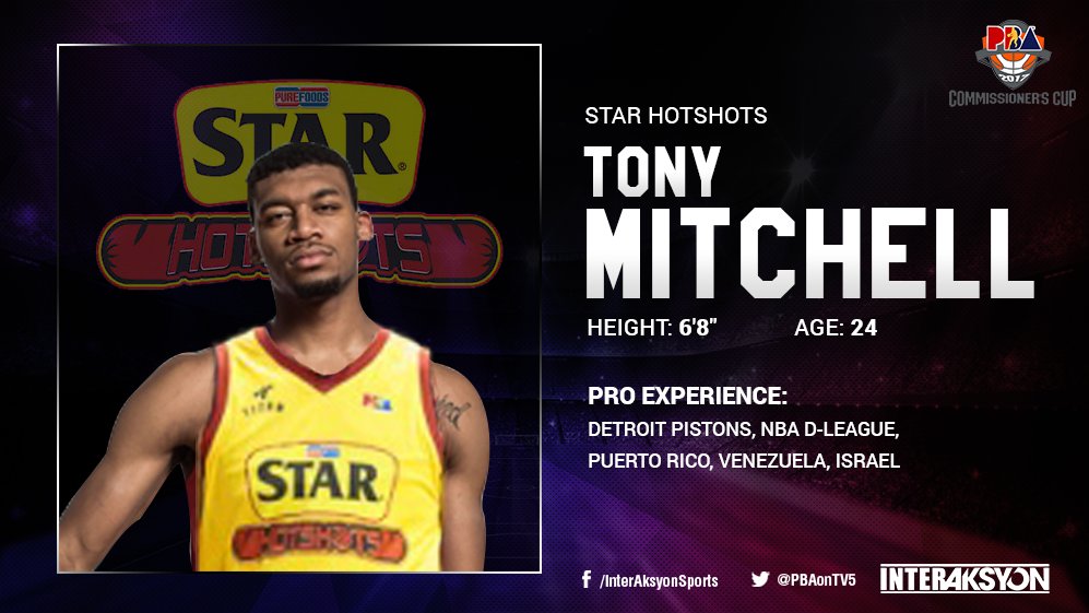 PBAonTV5's tweet photo. Meet Star's #CommsCup import, Tony Mitchell! #PBA2017 https://t.co/alKkyA0cOp